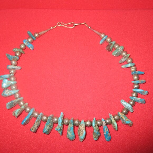 Sterling Silver and Turquoise Handcrafted 18" Necklace - Picture 3 of 4